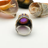 Purple Tourmaline Oval Stone Men's Ring