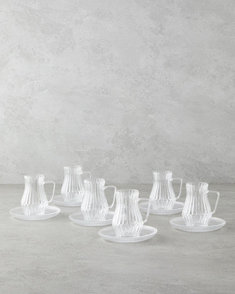 Elegant Transparent Glass Tea Service - 6 Person 12 Piece Collection