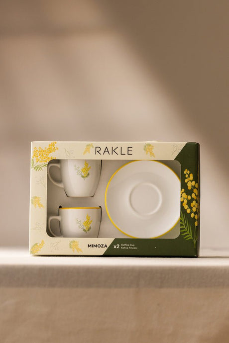 Rakle Mimoza Professional Ceramic Coffee Cup Set - 2 x 110 Cc - TryAladdin