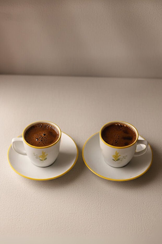 Rakle Mimoza Professional Ceramic Coffee Cup Set - 2 x 110 Cc - TryAladdin