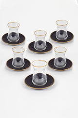 Rakle Premium Black Turkish Tea Glass Set - 12 - Piece 132cc - TryAladdin