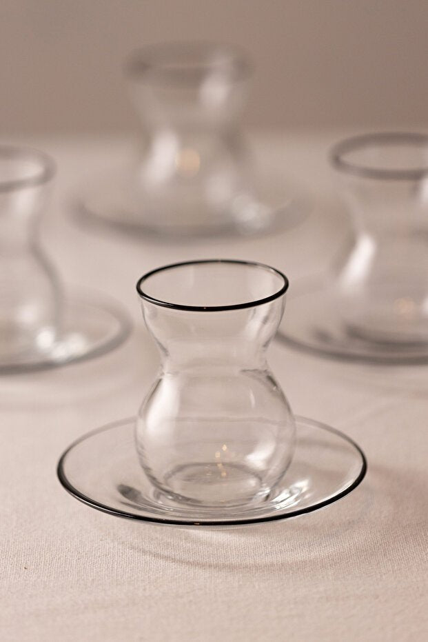 Rakle Premium Pure Black 12 - Piece Turkish Tea Set - 140ml Each - TryAladdin