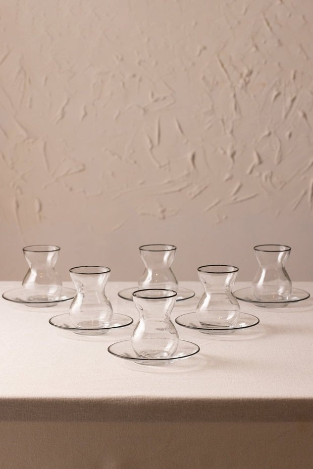 Rakle Premium Pure Black 12 - Piece Turkish Tea Set - 140ml Each - TryAladdin