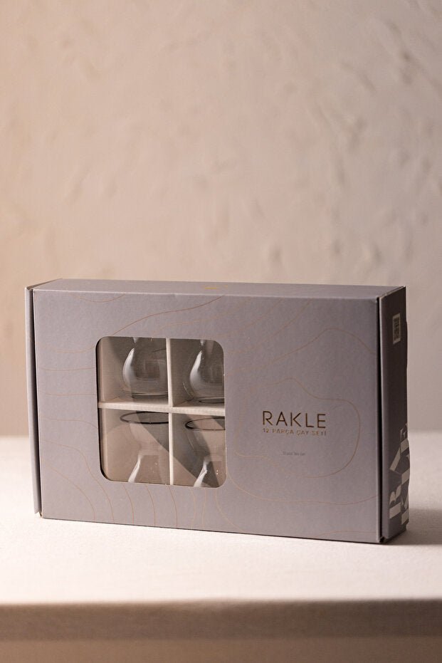 Rakle Premium Pure Black 12 - Piece Turkish Tea Set - 140ml Each - TryAladdin