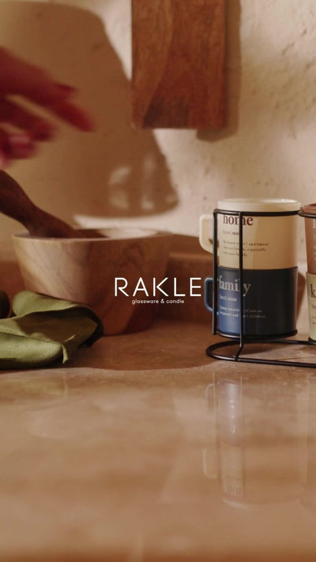 Rakle Professional Cozy Ceramic Mug Set with Metal Stand - 4 - Piece 180ml Each - TryAladdin