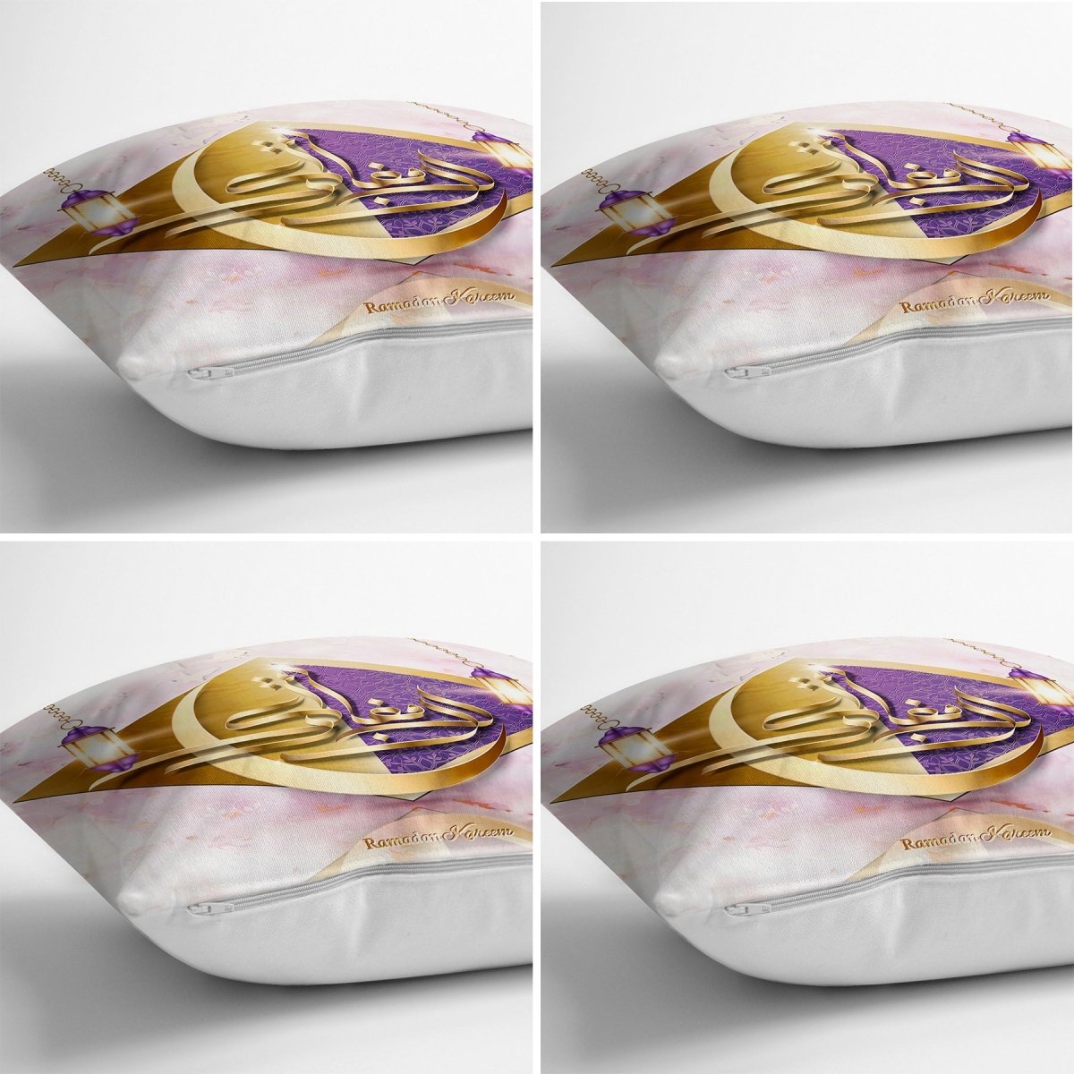 Ramadan Kareem with Mubarak Writing Modern Runner and Cushion Pillow Cover Set - TryAladdin