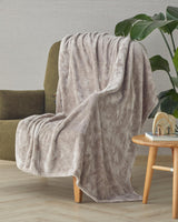 Premium Jacquard Plush TV Blanket - Beige