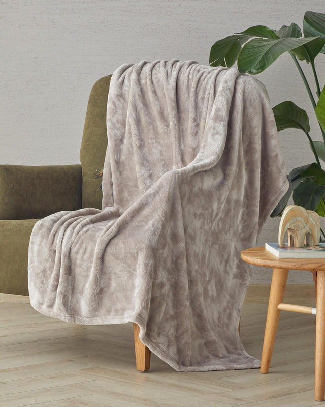 Premium Jacquard Plush TV Blanket - Beige