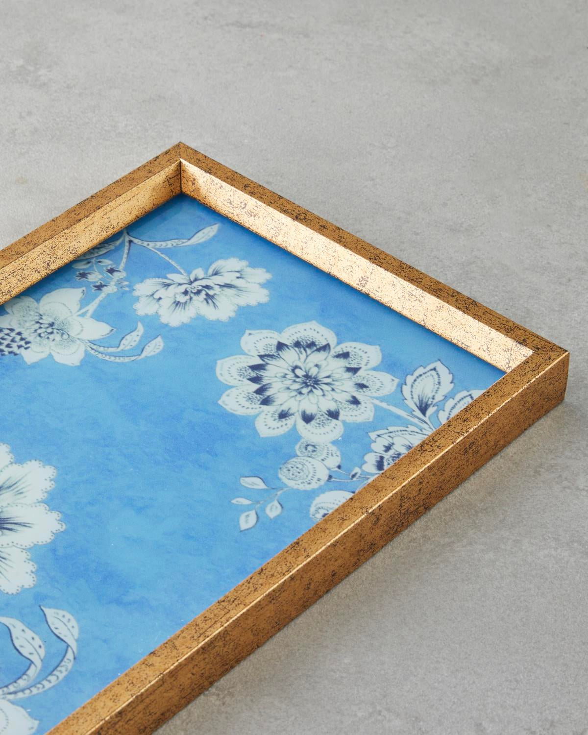 Premium Raspberry Pattern Decorative Serving Tray Blue