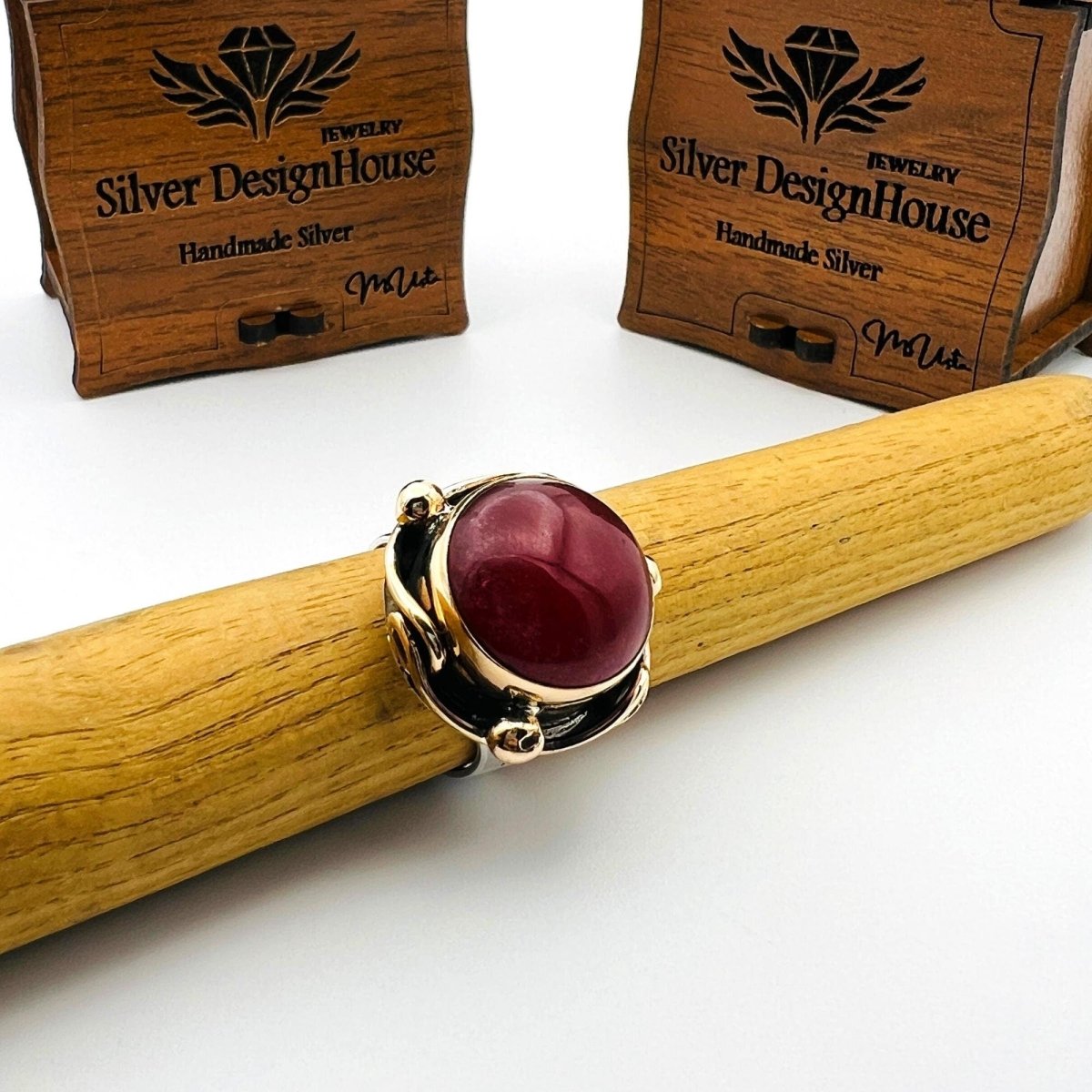 Red Agate Stone Women's Ring