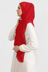 Red Crepe Chiffon Shawl - Lightweight & Elegant - TryAladdin