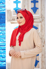 Red Jersey Hijab Shawl - Soft & Lightweight - TryAladdin