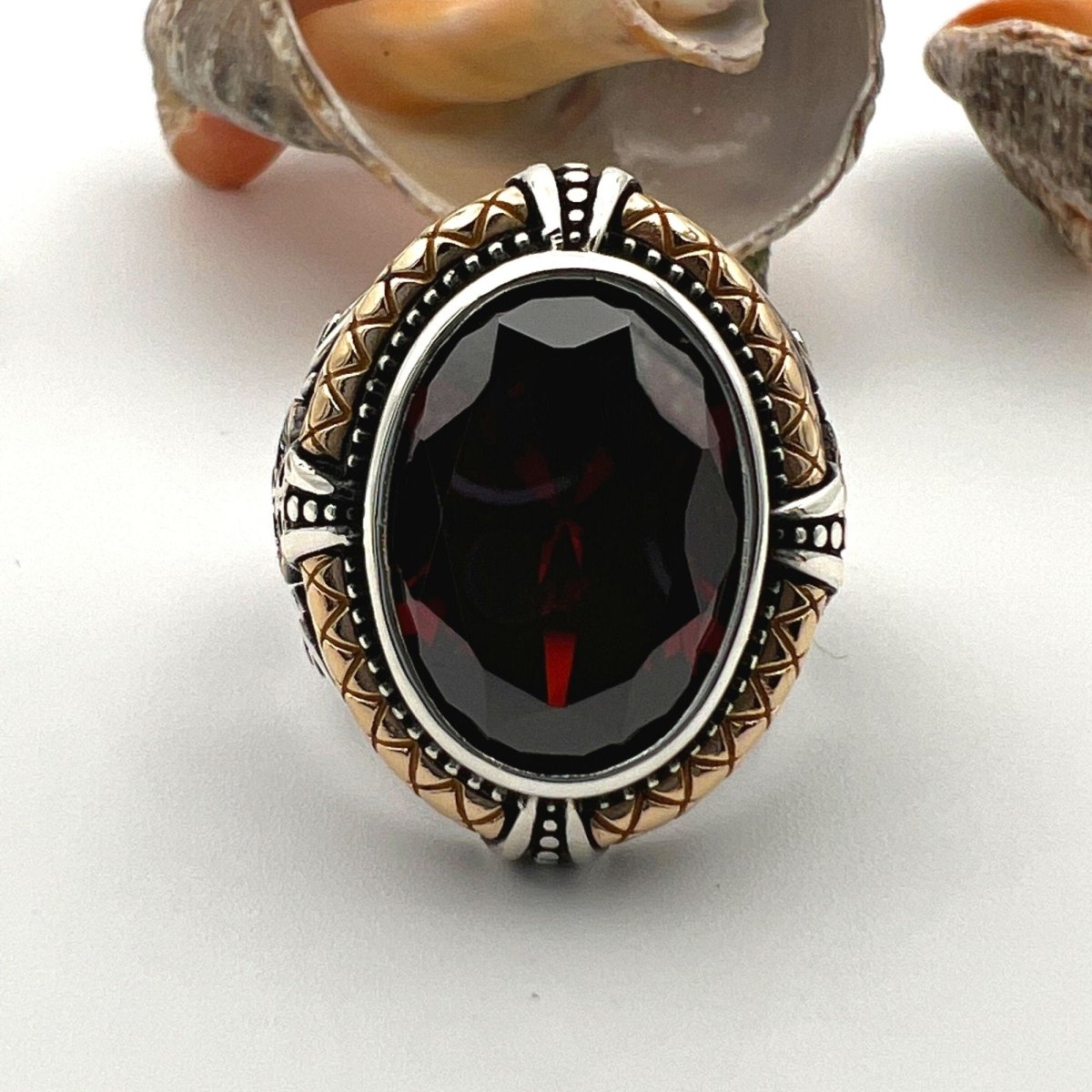 Red Ruby Double Headed Eagle Ring