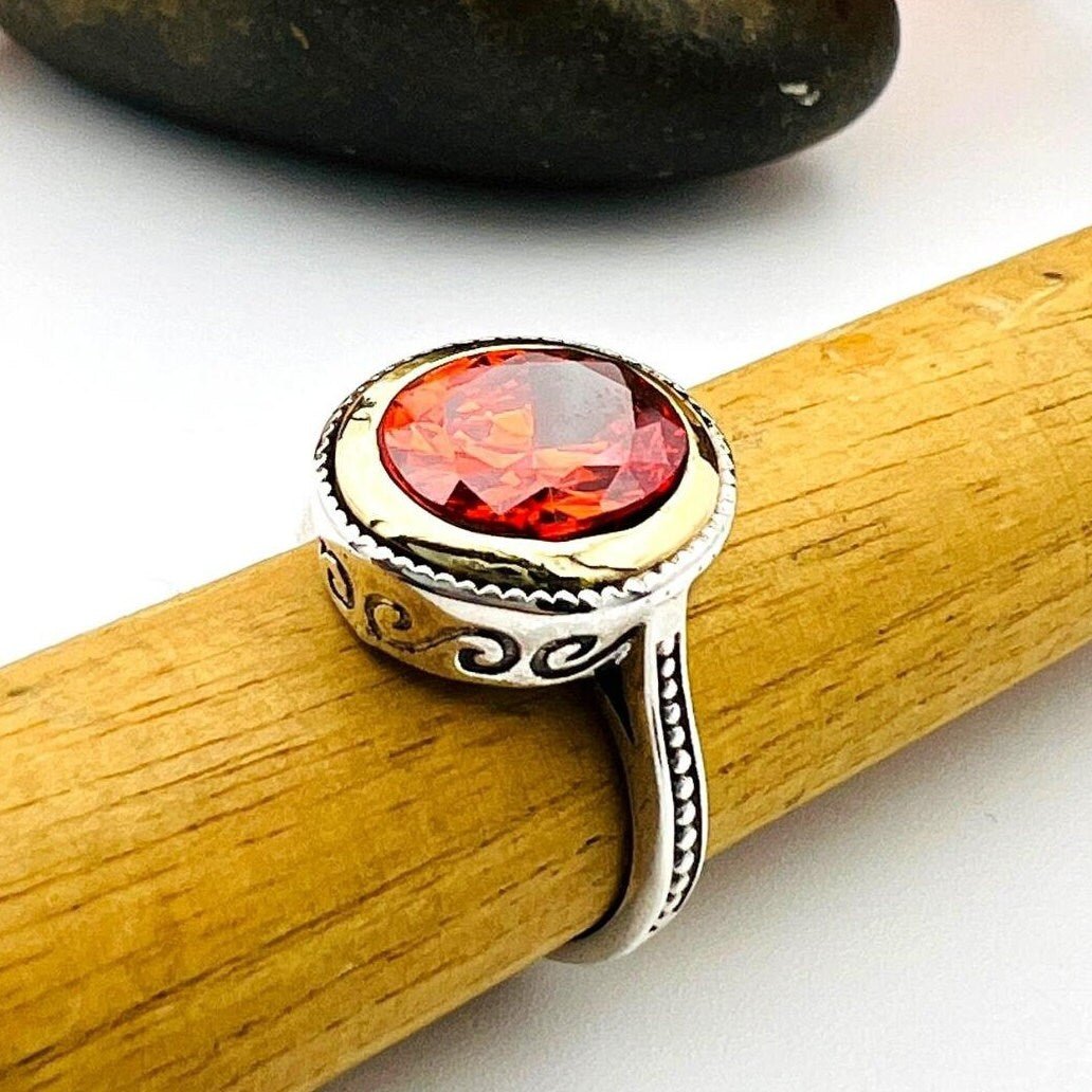 Red Ruby Oval Stone Women's Ring