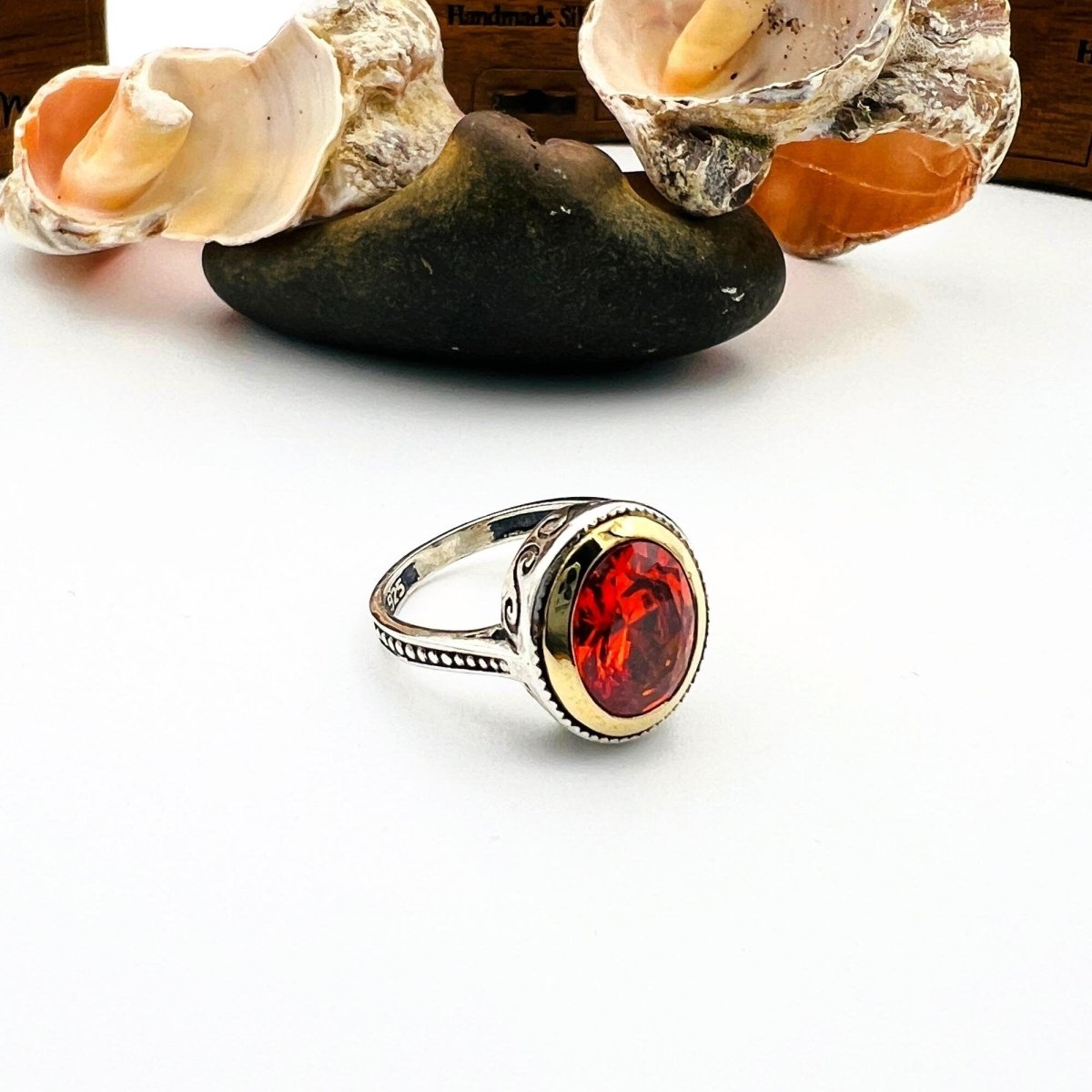 Red Ruby Oval Stone Women's Ring