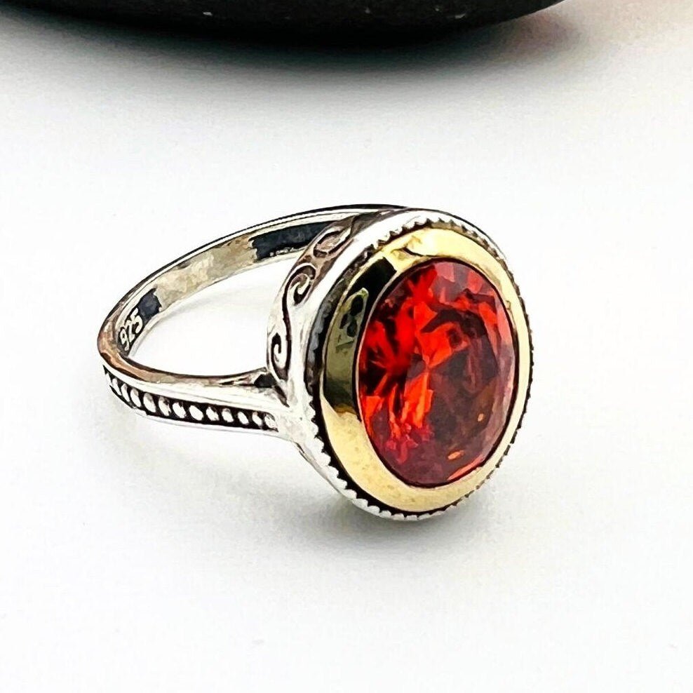 Red Ruby Oval Stone Women's Ring