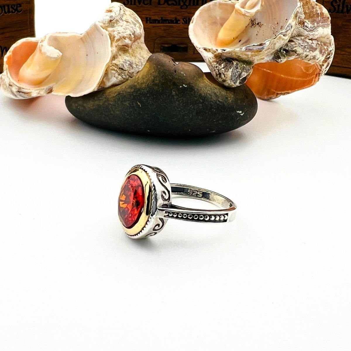 Red Ruby Oval Stone Women's Ring