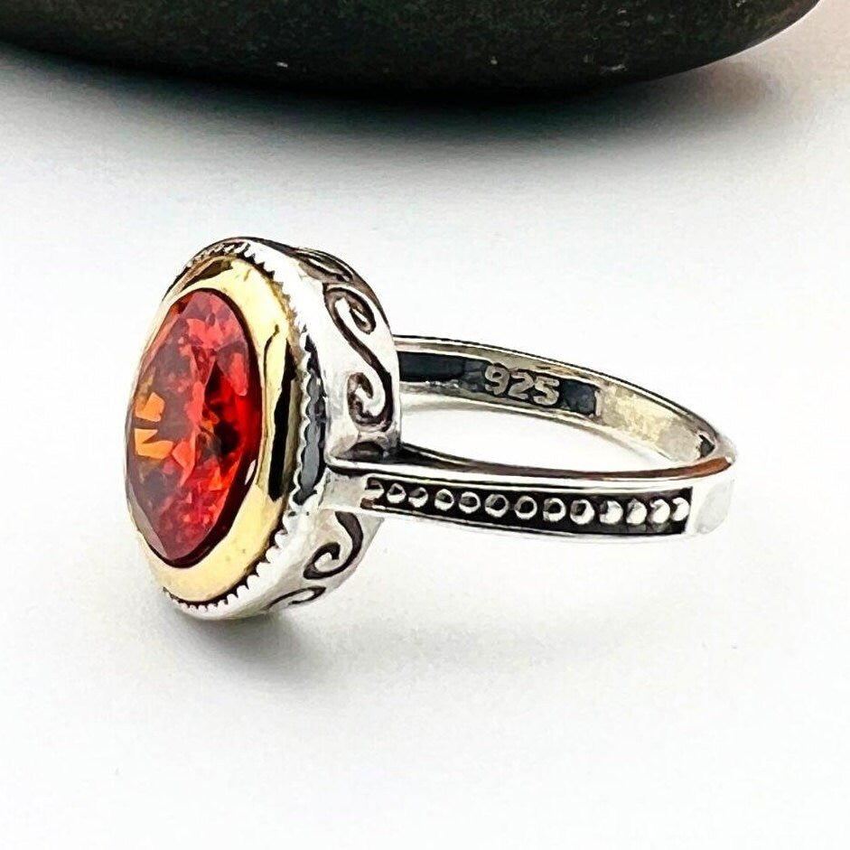 Red Ruby Oval Stone Women's Ring