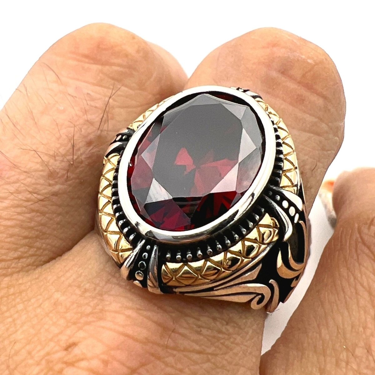 Red Ruby Stone Handmade Silver Ring