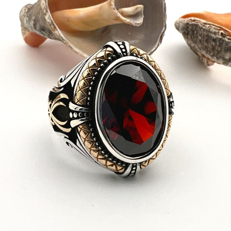 Red Ruby Stone Handmade Silver Ring