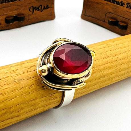 Red Ruby Stone Ladies Ring