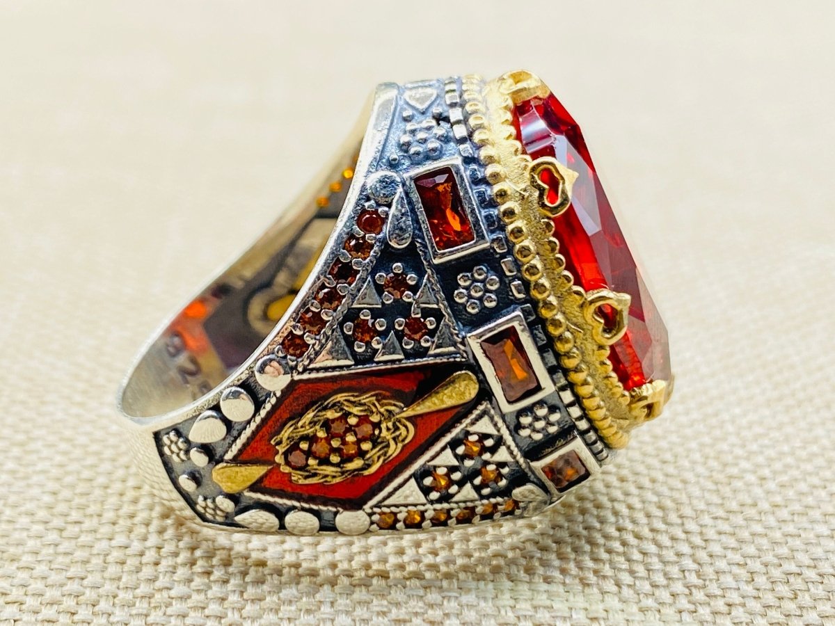 Red Ruby Stone Men's Ring - TryAladdin