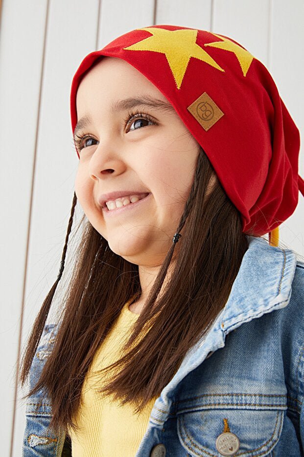 Red Star Kids Beanie - Soft 6 cotton Hat - TryAladdin