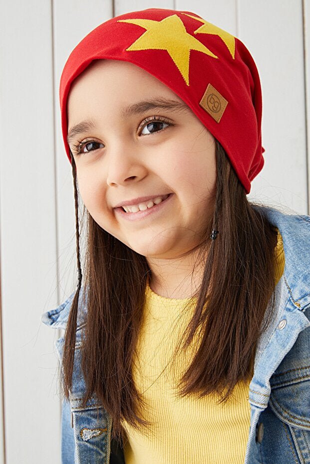 Red Star Kids Beanie - Soft 6 cotton Hat - TryAladdin