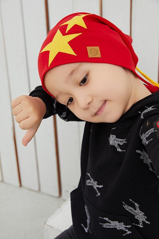 Red Star Kids Beanie - Soft 6 cotton Hat - TryAladdin