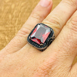 Red Stone Silver Ring