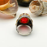 Red Tourmaline Oval Stone Men's Ring