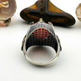 Red Tourmaline Oval Stone Men's Ring