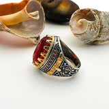 Red Tourmaline Oval Stone Men's Ring