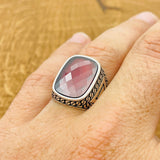 Red Zircon Silver Ring