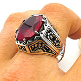 Red Zircon Stone Men's Ring - TryAladdin