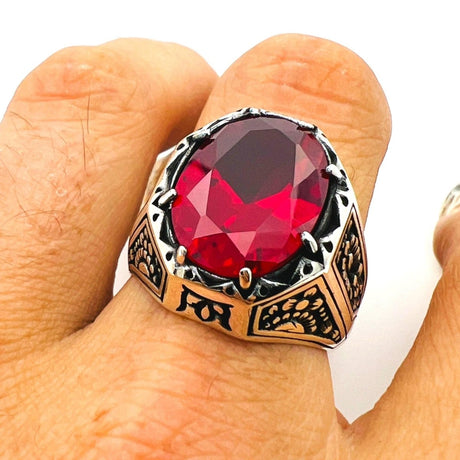 Red Zircon Stone Men's Ring