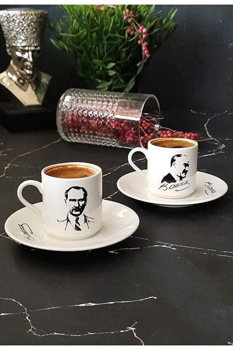 Regna Home Ataturk Legacy Turkish Coffee Cup & Saucer Set - 2 Piece - TryAladdin