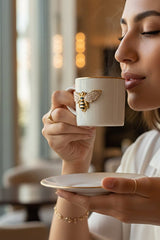 Regna Home Queen Bee Luxury Gilded Porcelain Turkish Coffee Set - 18 Piece - TryAladdin