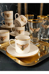 Regna Home Queen Bee Luxury Gilded Porcelain Turkish Coffee Set - 18 Piece - TryAladdin