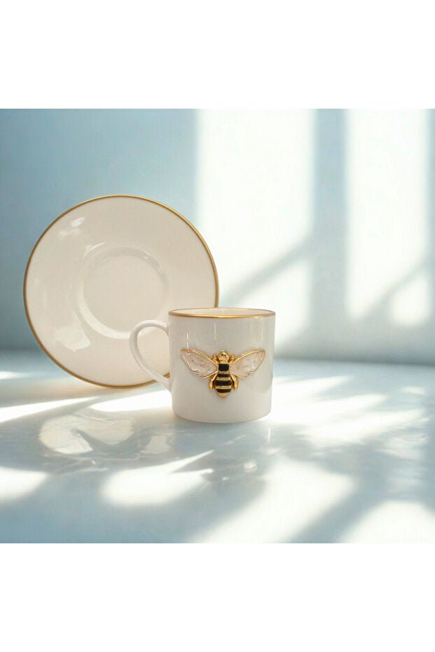 Regna Home Queen Bee Luxury Gilded Porcelain Turkish Coffee Set - 18 Piece - TryAladdin