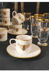 Regna Home Queen Bee Luxury Gilded Porcelain Turkish Coffee Set - 18 Piece - TryAladdin