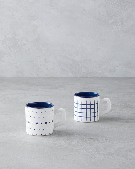 Premium Ceramic Coffee Cup Set Blue 2 Piece Cafe Essentials