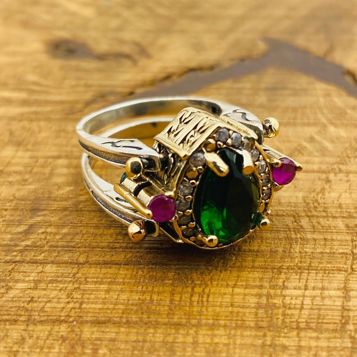 Reversible Emerald - Onyx Stone Ring