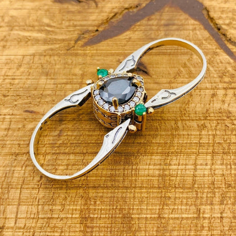 Reversible Emerald - Onyx Stone Ring