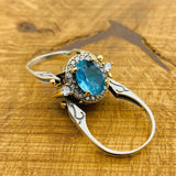 Reversible Ring, Aqua - Emerald Oval Stone