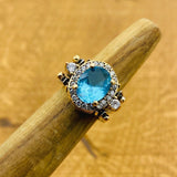 Reversible Ring, Aqua - Emerald Oval Stone