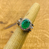 Reversible Ring, Aqua - Emerald Oval Stone