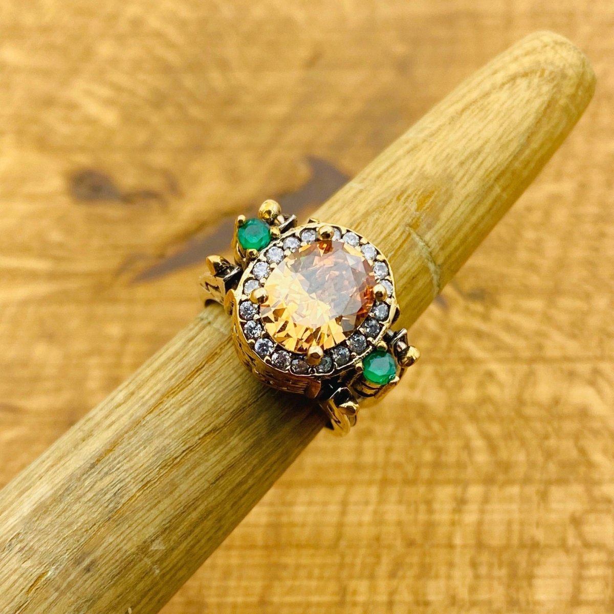 Reversible Ring, Citrine - Zircon Stone