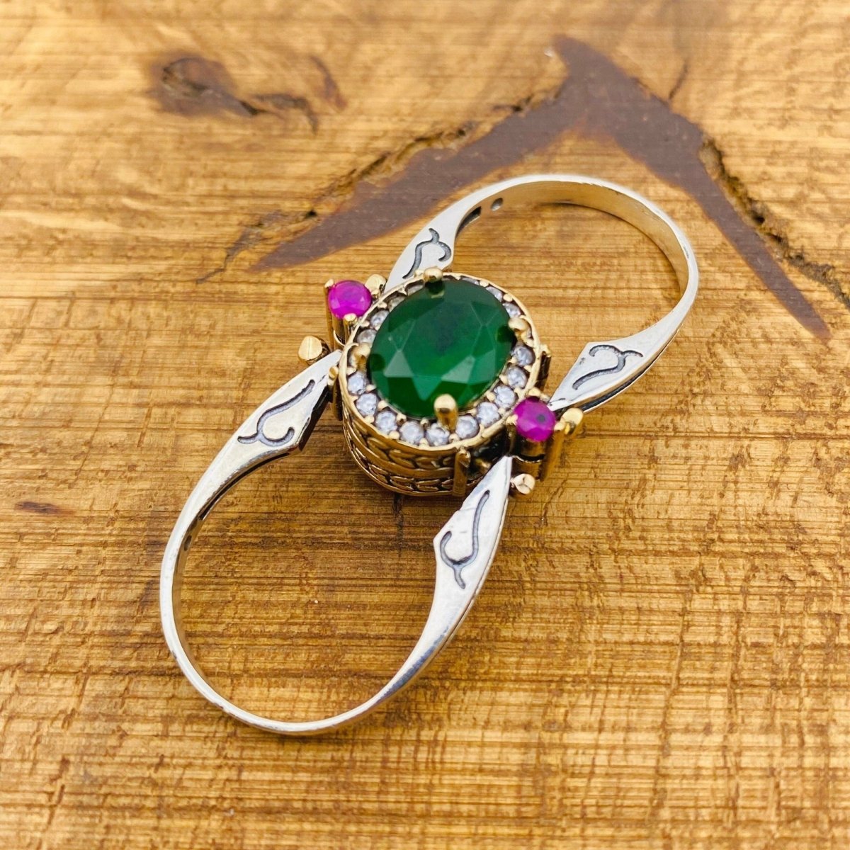 Reversible Ring, Ruby - Emerald Oval Stone