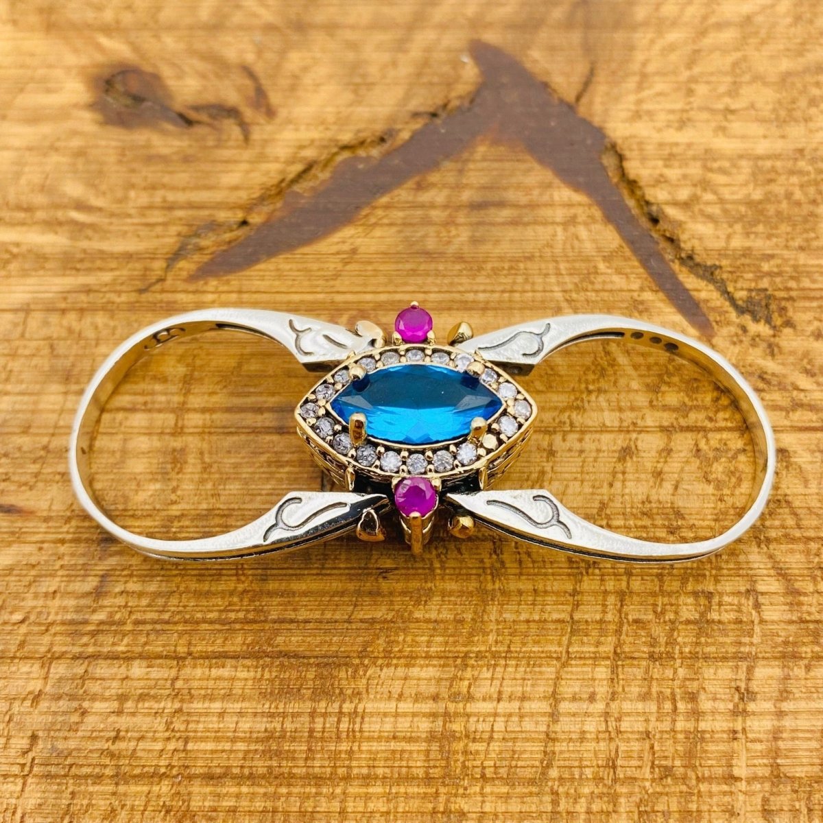 Reversible Ring, Ruby - Sapphire Stone